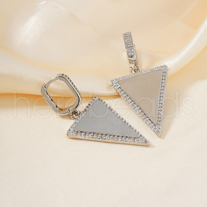 Stylish Minimalist Brass Clear Cubic Zirconia Triangle Hoop Earrings DS3837-1-1