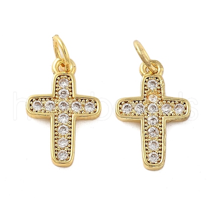 Brass Micro Pave Cubic Zirconia Pendants KK-C092-21C-G-1