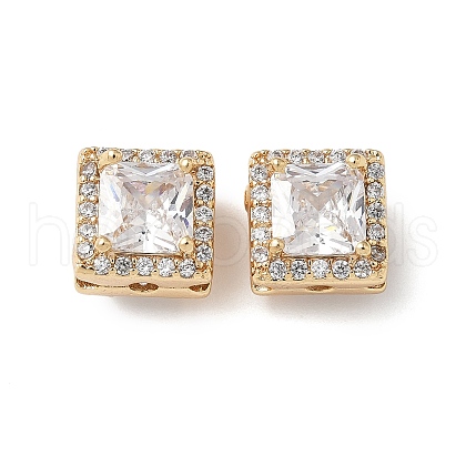 Brass Micro Pave Clear Cubic Zirconia Beads KK-G531-04G-1