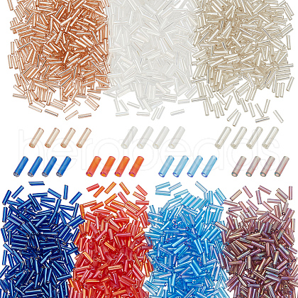 HOBBIESAY 2100Pcs 7 Styles Glass Bugle Beads SEED-HY0001-13-1