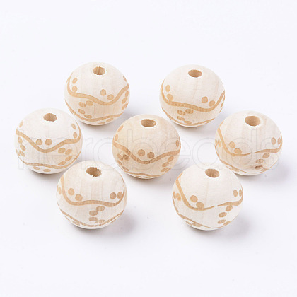 Unfinished Natural Wood European Beads WOOD-S057-018B-1