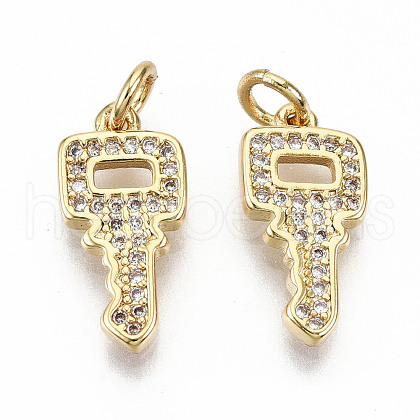 Brass Micro Pave Clear Cubic Zirconia Pendants ZIRC-S067-153-NF-1