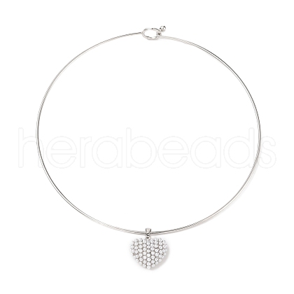 Brass with ABS Imitation Pearl Charm Necklace BJEW-Q350-05C-P-1