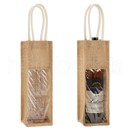 1-Sot Rectangle Linen Wine Storage Bags with Handle ABAG-WH0046-28A-1
