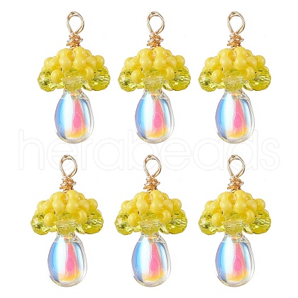Glass Seed Beaded Jellyfish Pendants PALLOY-MZ00706-03-1