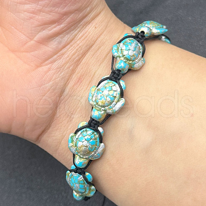 Synthetic & Spray Painted Turquoise Braided Bead Bracelets for Women Men XT3624-2-1