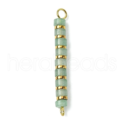Natural Green Aventurine & Electroplated Synthetic Non-magnetic Hematite Heishi Connector Charms PALLOY-JF03291-02-1