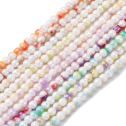Pearlized Handmade Lampwork Beads Strands LAMP-R020-04-1