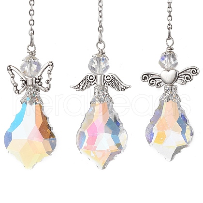 Angel Glass & Alloy Pendant Decorations HJEW-JM01976-01-1