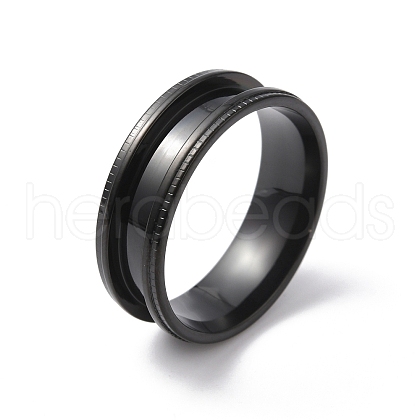 Stainless Steel Grooved Finger Ring for Men Women RJEW-WH0004-30G-EB-1