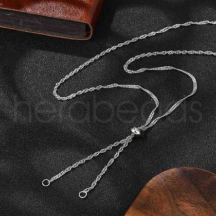 304 Stainless Steel Singapore Chain Necklace Making AJEW-JB01333-02-1