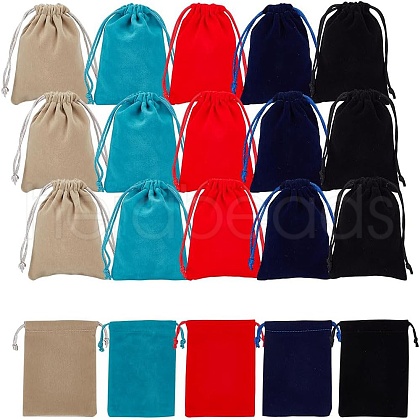  20Pcs 5 Colors Rectangle Velvet Packing Pouches TP-NB0001-55-1