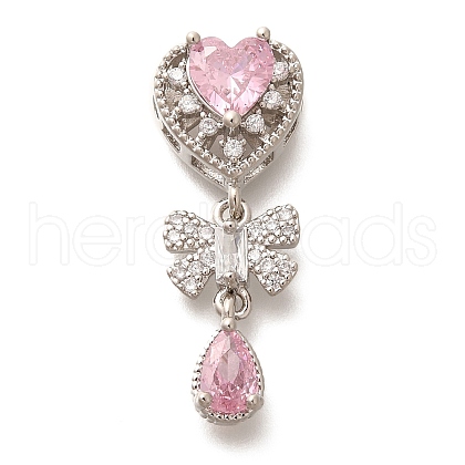 Rack Plating Brass Micro Pave Cubic Zirconia Pendants KK-H508-32P-1