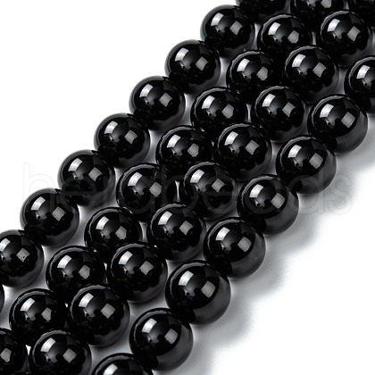 Natural Black Onyx Beads Strands G-Z024-02A-1