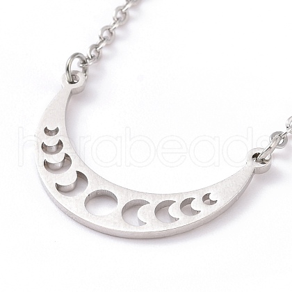 Alloy Moon Phase Pendant Necklace for Women NJEW-G030-01P-1
