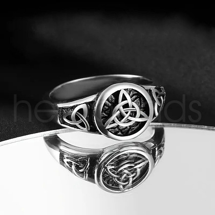 Round with Knot Pattern Brass Finger Rings FS-WG1EEAC-06-1