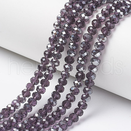 Electroplate Transparent Glass Beads Strands EGLA-A034-T3mm-E17-1