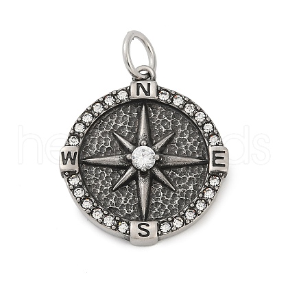 316 Surgical Stainless Steel Micro Pave Cubic Zirconia  Pendants STAS-D304-21AS-1