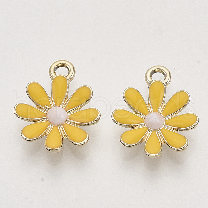 Light Gold Plated Alloy Pendants X-ENAM-T009-39B-1