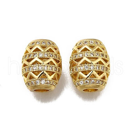 Brass Micro Pave Clear Cubic Zirconia Beads ZIRC-I070-049G-1