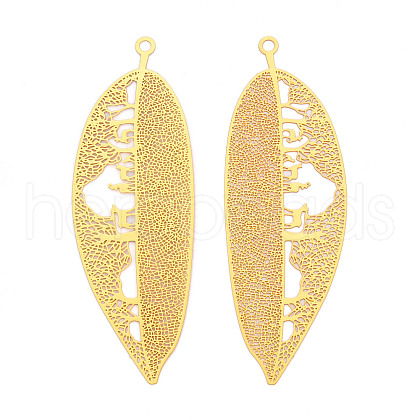 Brass Filigree Big Pendants KKC-T003-25G-1