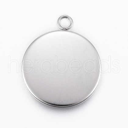Tarnish Resistant 304 Stainless Steel Pendant Cabochon Settings X-STAS-E146-18P-18mm-1