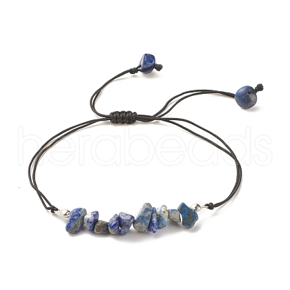 Natural Lapis Lazuli Chips Braided Bead Bracelet BJEW-JB08019-01-1