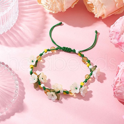 Flower Synthetic Citrine  Braided Bracelets for Women BJEW-TA00625-03-1