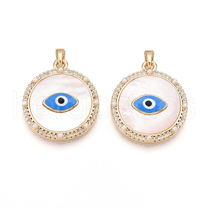 Brass Micro Pave Cubic Zirconia Pendants KK-N258-05G-1