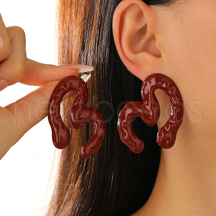 Spray Printed Alloy Stud Earrings WG1C64B-08-1
