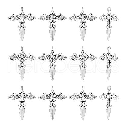 Unicraftale 30Pcs Tibetan Style Sword with Wing Alloy Pendants TIBEP-UN0001-08-1