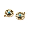 304 Stainless Steel Pave Dyed Synthetic Turquoise Sun Charms STAS-B074-05G-02-2