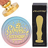Brass Wax Seal Stamps with Wood Handle AJEW-WH0412-0055-1