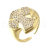 Brass Micro Pave Cubic Zirconia Cuff Rings for Women RJEW-F181-04G-2