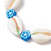 Natural Mixed Cowrie Shell & Handmade Polymer Clay Beaded Braided Bead Bracelets for Women BJEW-JB11816-4