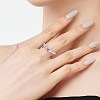 Anti-Tarnish Valentine's Day Cubic Zirconia Heart Angel Wing Finger Rings RJEW-Q814-11P-2