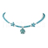 Synthetic Turquoise Sea Turtle & Starfish Pendant Beaded Necklaces NJEW-JN05210-01-2