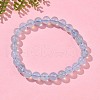Natural Aquamarine Round Bead Stretch Bracelets for Men Women BJEW-U034-01C-03-3