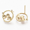 Brass Micro Pave Cubic Zirconia Stud Earring Findings KK-T056-13G-NF-1