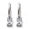 304 Stainless Steel Micro Pave Cubic Zirconia Hoop Earrings STAS-R004-06P-02-4