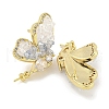 Brass with Enamel with Cubic Zirconia with Crystal Stud Earring with 925 Sterling Silver Pins KK-Q820-07G-2