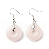 Natural Rose Quartz Donut Dangle Earrings EJEW-G300-01P-01-2