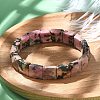 Sqaure Natural Rhodonite Beads Stretch Bracelets for Women Men BJEW-C097-06T-2