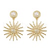 Sun Brass Micro Pave Clear Cubic Zirconia Dangle Stud Earrings  EJEW-S275-03G-4