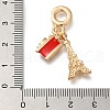 Rack Plating Alloy Red Enamel European Dangle Charms PALLOY-A009-06G-3