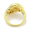 Rack Plating Brass Micro Pave Cubic Zirconia Leaf Open Cuff Rings for Women RJEW-I104-04G-3