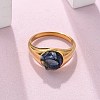 Round Natural Lapis Lazuli Chips Finger Rings RJEW-D303-03G-05-5