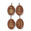 4Pcs 4 Styles Natural Red Jasper Usui Reiki Symbols Pendants G-G104-05-1