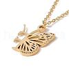 Initial Letter with Butterfly Pendant Necklace NJEW-C026-01G-F-3