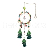Christmas Theme Glass Beaded & Alloy Enamel Charm Hanging Ornaments HJEW-TA00245-1
